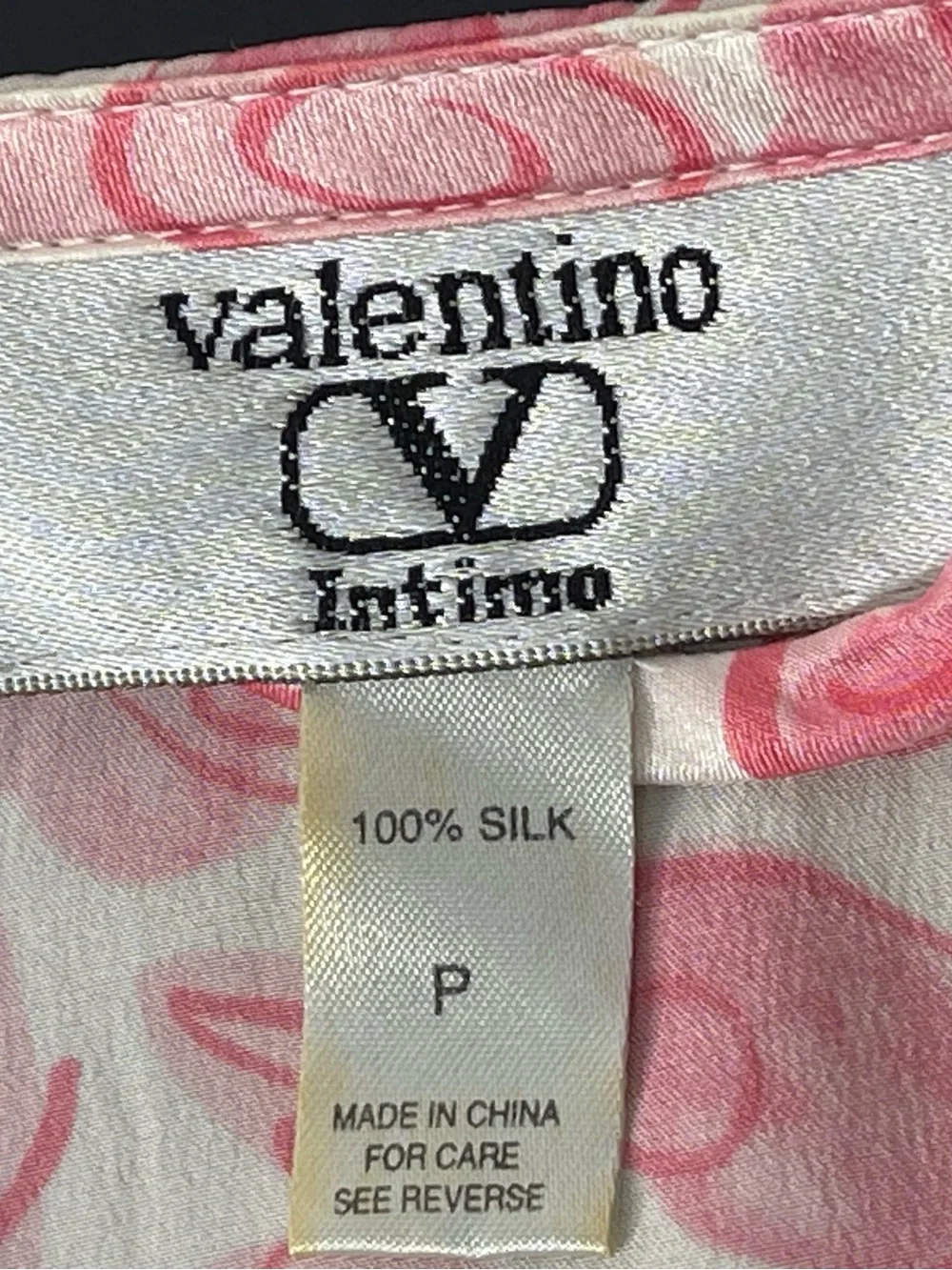 VTG 80s 90s Valentino Intimo Silk 2pc Chemise Robe Set Pink Red Heart Size P